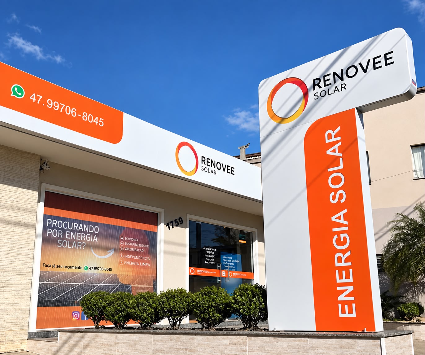 Fachada da loja da Renovee Solar em Jaraguá do Sul